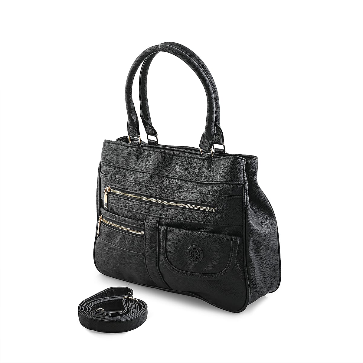 Cee Klein Black Faux Leather Multi-Compartment Shoulder Bag image number 1