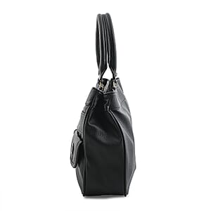 Cee Klein Black Faux Leather Multi-Compartment Shoulder Bag
