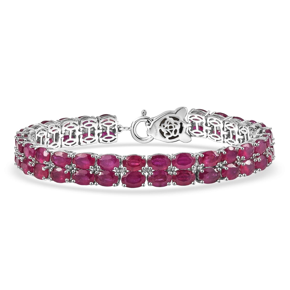 D’Joy Niassa Ruby (FF) and Black Diamond 35.90 ctw Bracelet in Rhodium Over Sterling Silver (7.25 In) image number 0
