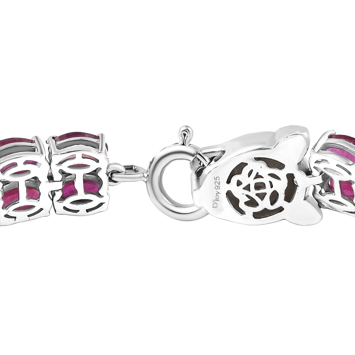 D’Joy Niassa Ruby (FF) and Black Diamond 35.90 ctw Bracelet in Rhodium Over Sterling Silver (7.25 In) image number 3