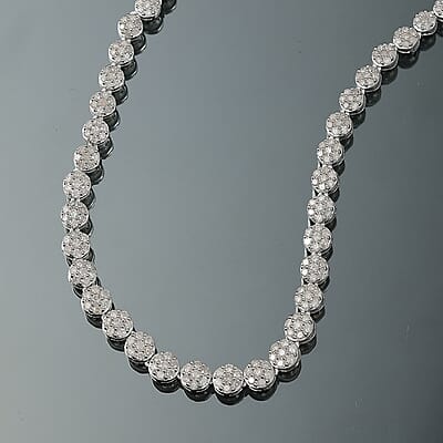 D'Joy Diamond 4.00 ctw Garland of Grace Necklace 18 Inches in Rhodium Over Sterling Silver