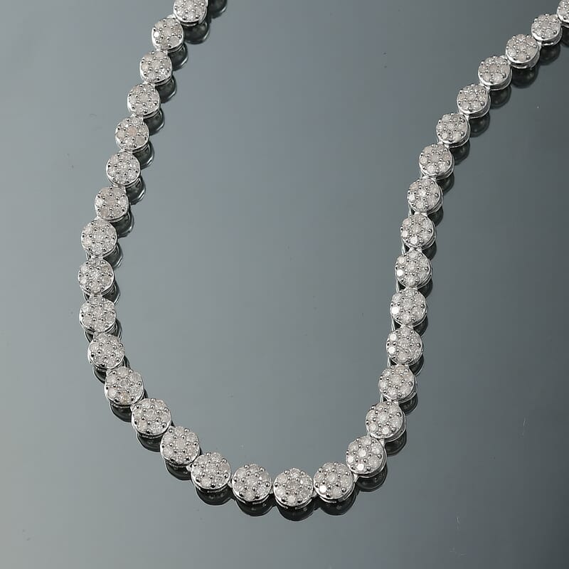 D'Joy Diamond 4.00 ctw Garland of Grace Necklace 18 Inches in Rhodium Over Sterling Silver