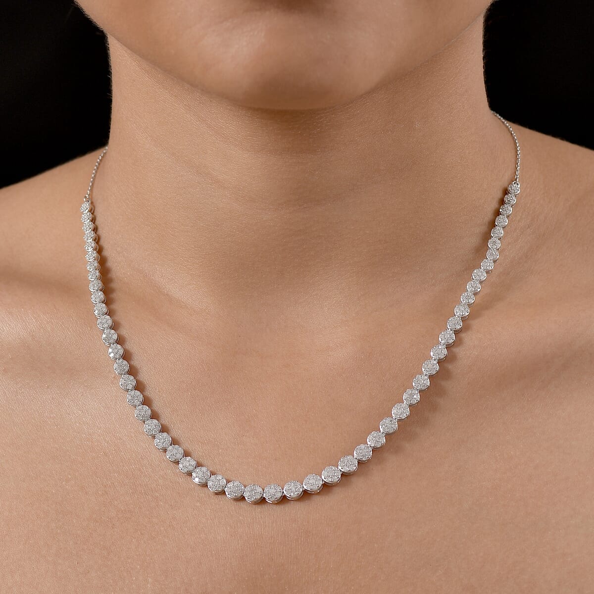 D’Joy Diamond 4.00 ctw Garland of Grace Necklace 18 Inches in Rhodium Over Sterling Silver (Del. in 10-12 Days) image number 2