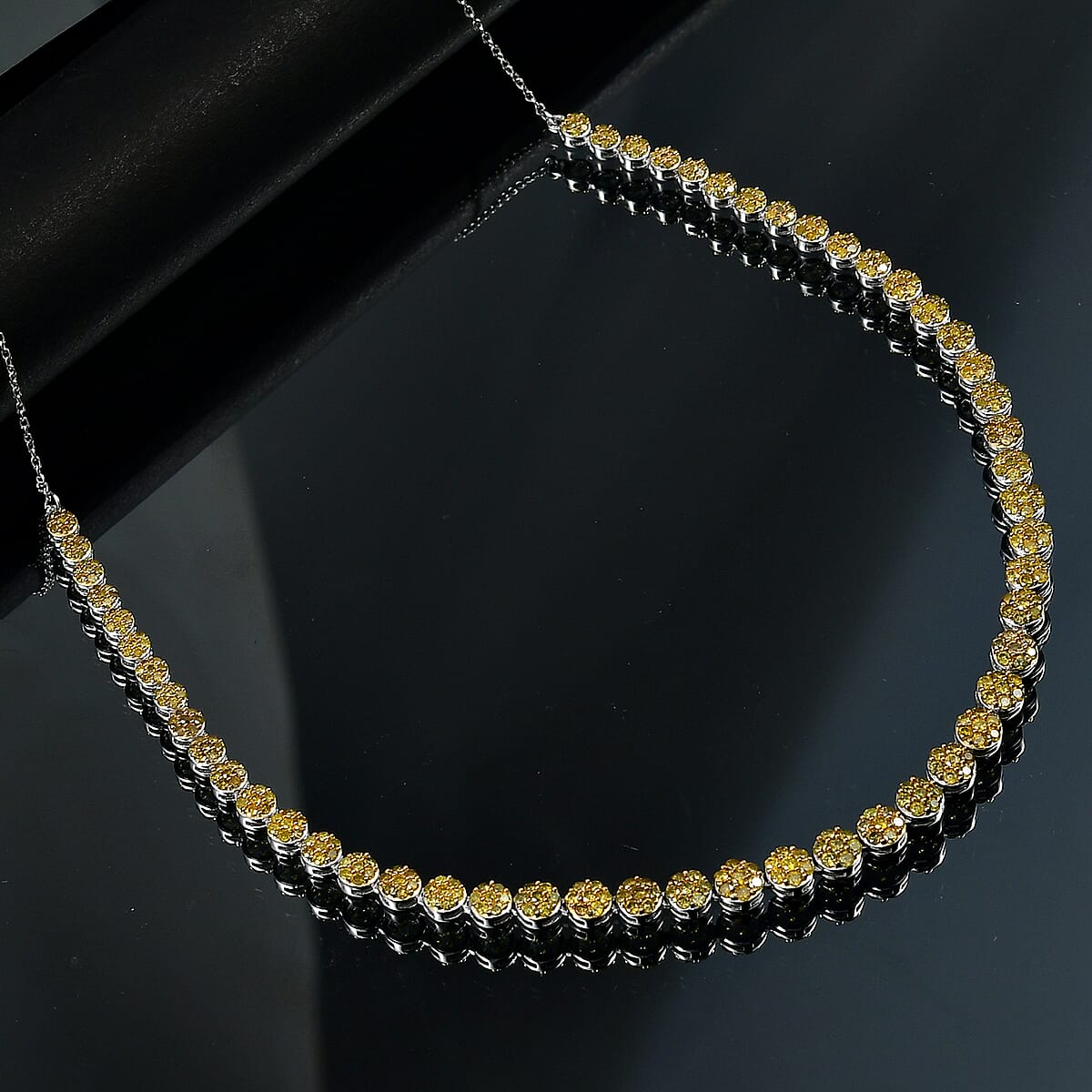 D'Joy Yellow Diamond 4.00 ctw Garland of Grace Necklace 18 Inches in Rhodium Over Sterling Silver image number 1