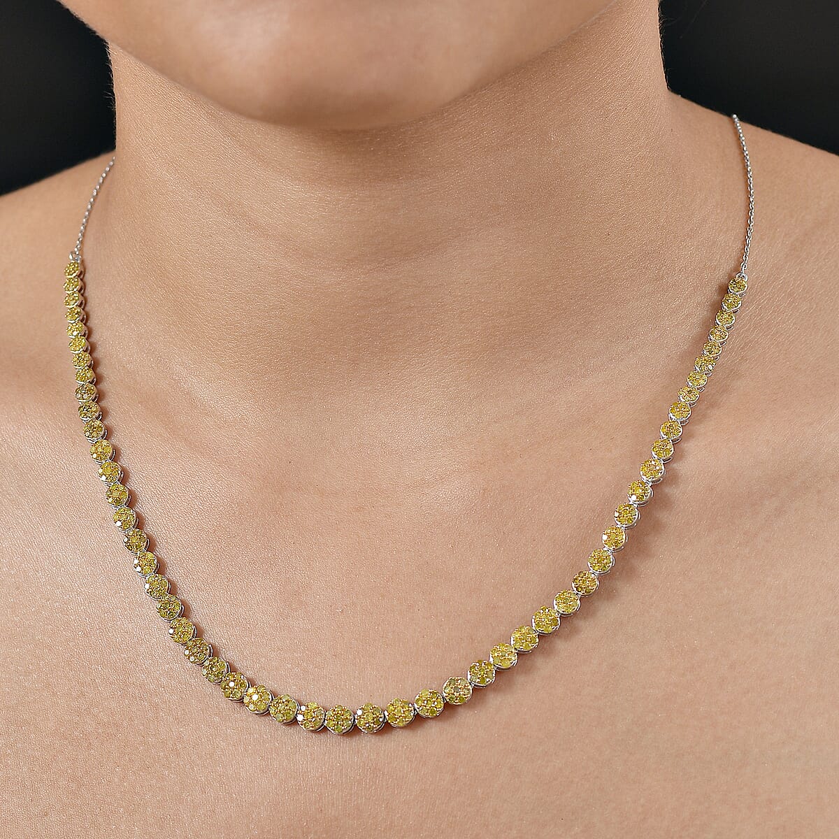 D'Joy Yellow Diamond 4.00 ctw Garland of Grace Necklace 18 Inches in Rhodium Over Sterling Silver image number 2