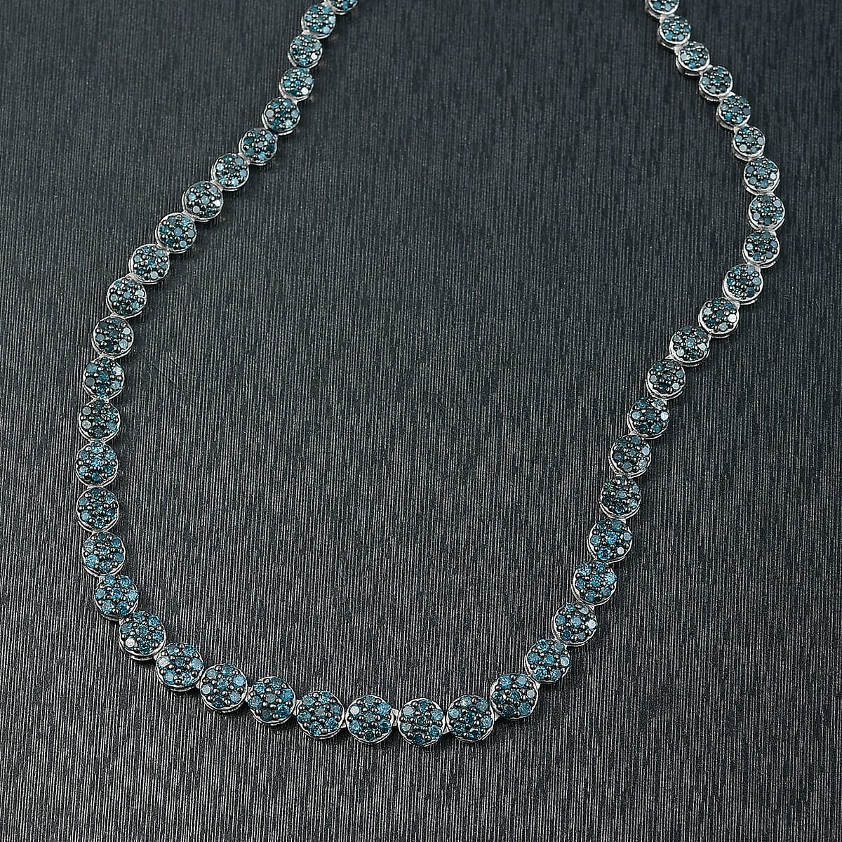 D'Joy Blue Diamond 4.00 ctw Garland of Grace Necklace 18 Inches in Rhodium Over Sterling Silver  image number 1