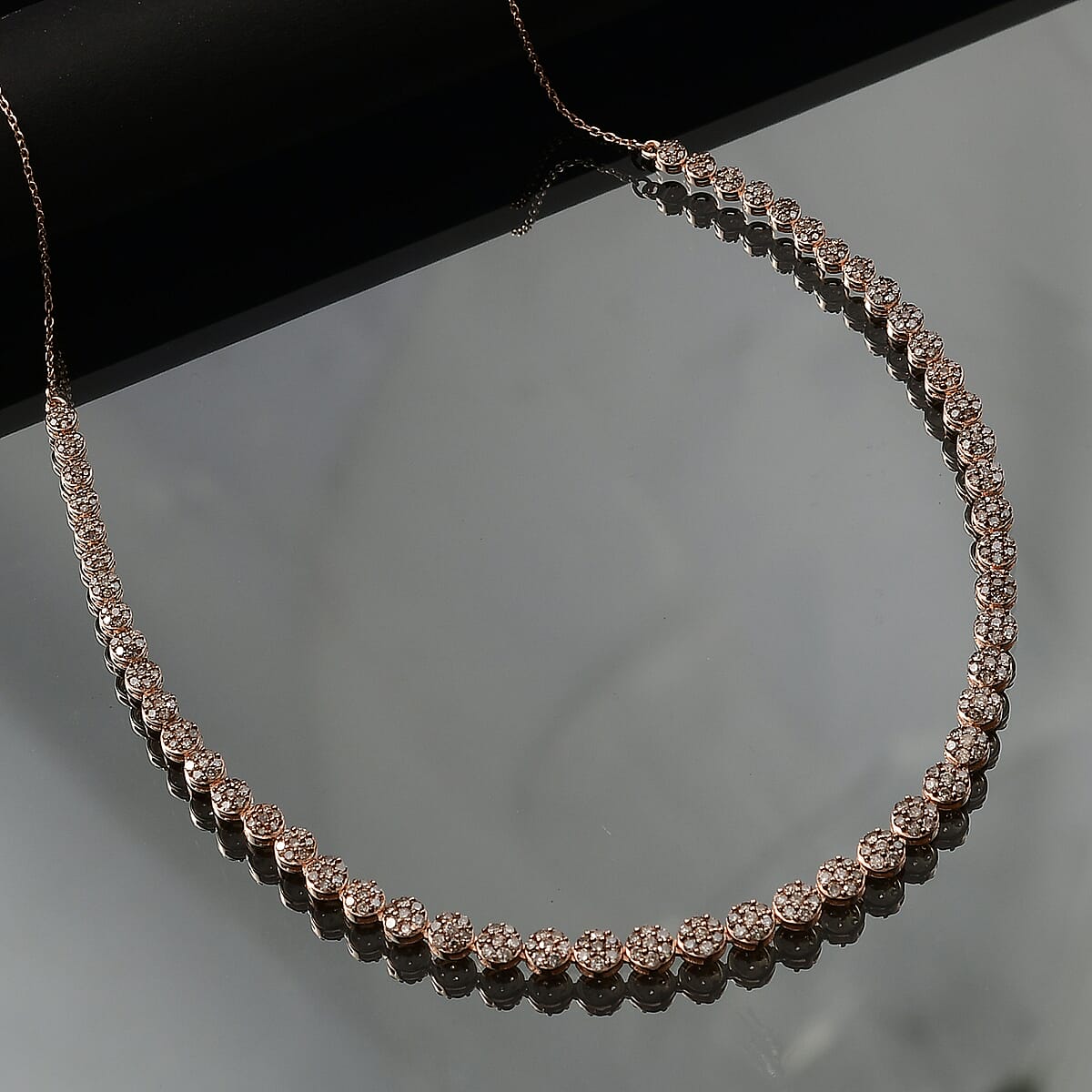 D'Joy Natural Champagne Diamond 4.00 ctw Garland of Grace Necklace 18 Inches in 18K Vermeil Rose Gold Over Sterling Silver  image number 1