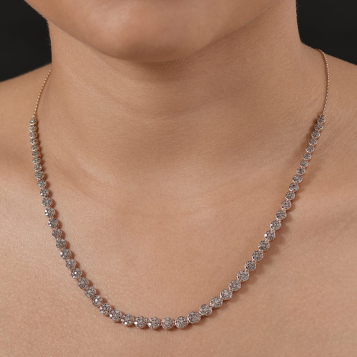 D'Joy Natural Champagne Diamond 4.00 ctw Garland of Grace Necklace 18 Inches in 18K Vermeil Rose Gold Over Sterling Silver  image number 2