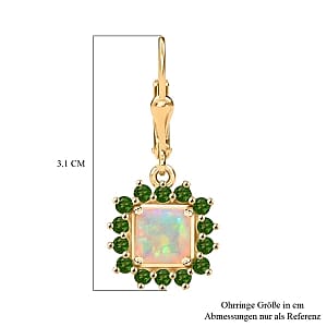 Ethiopian Welo Opal, Chrome Diapside 2.53 ctw Earrings in Vermeil Yellow Gold Over Sterling Silver