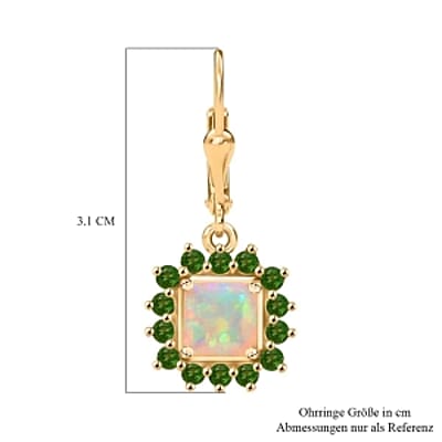 Ethiopian Welo Opal, Chrome Diopside 2.53 ctw Earrings in Vermeil Yellow Gold Over Sterling Silver