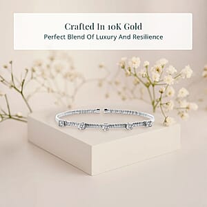 Luxuriant Lab Grown Diamond EF-VS 1.25 ctw Coiled Spring Cuff Bracelet in 10K White Gold (7.25 In)