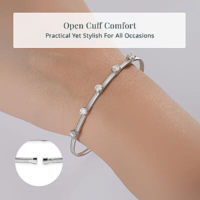 Luxuriant Lab Grown Diamond E-F VS 1.25 ctw Coiled Spring Cuff Bracelet in 10K White Gold (7.25 In)