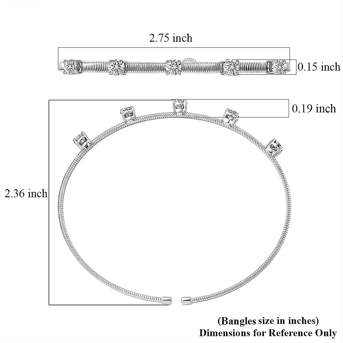 Luxuriant Lab Grown Diamond EF-VS 1.25 ctw Coiled Spring Cuff Bracelet in 10K White Gold (7.25 In) image number 6