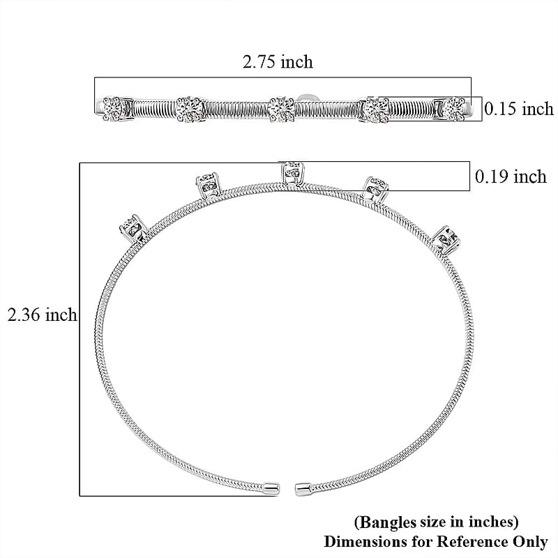 Luxuriant Lab Grown Diamond E-F VS 1.25 ctw Coiled Spring Cuff Bracelet in 10K White Gold (7.25 In)