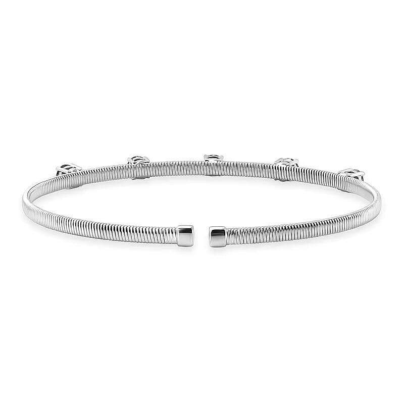 Luxuriant Lab Grown Diamond E-F VS 1.25 ctw Coiled Spring Cuff Bracelet in 10K White Gold (7.25 In)