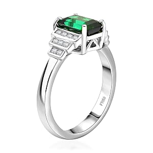 Certified & Appraised Rhapsody AAAA Lagoon Tourmaline and E-F VS Diamond 2.00 ctw Ring in 950 Platinum (Size 10.0) 6.16 Grams
