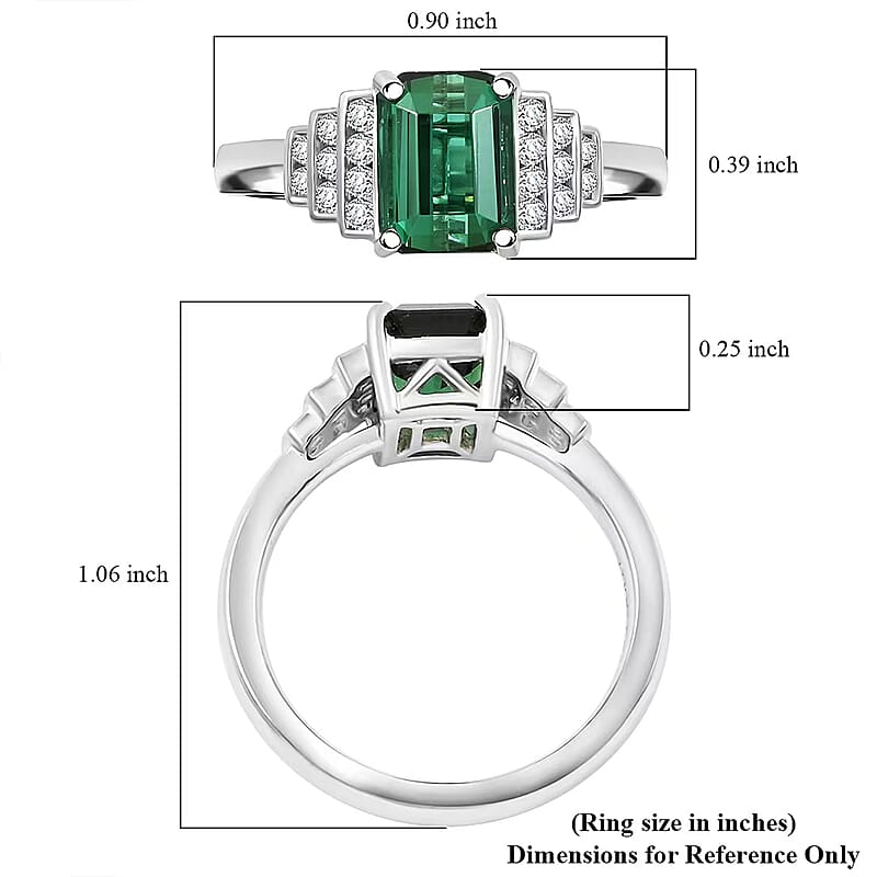 Certified & Appraised Rhapsody AAAA Lagoon Tourmaline and E-F VS Diamond 2.00 ctw Ring in 950 Platinum (Size 10.0) 6.16 Grams