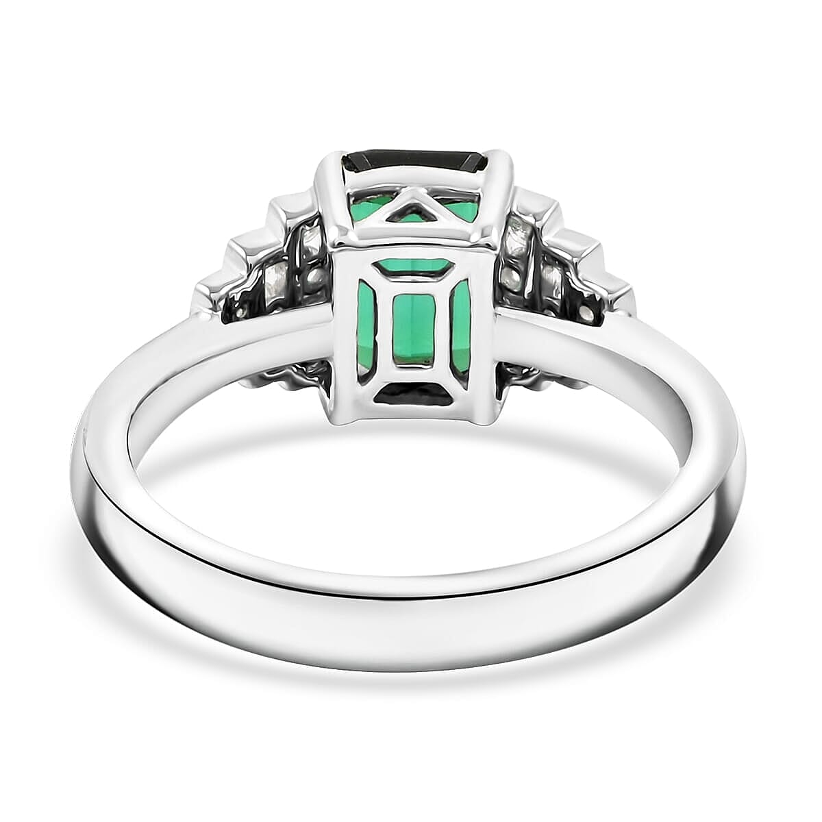 Certified & Appraised Rhapsody AAAA Lagoon Tourmaline and E-F VS Diamond 2.00 ctw Ring in 950 Platinum (Size 6.0) 6.16 Grams image number 4