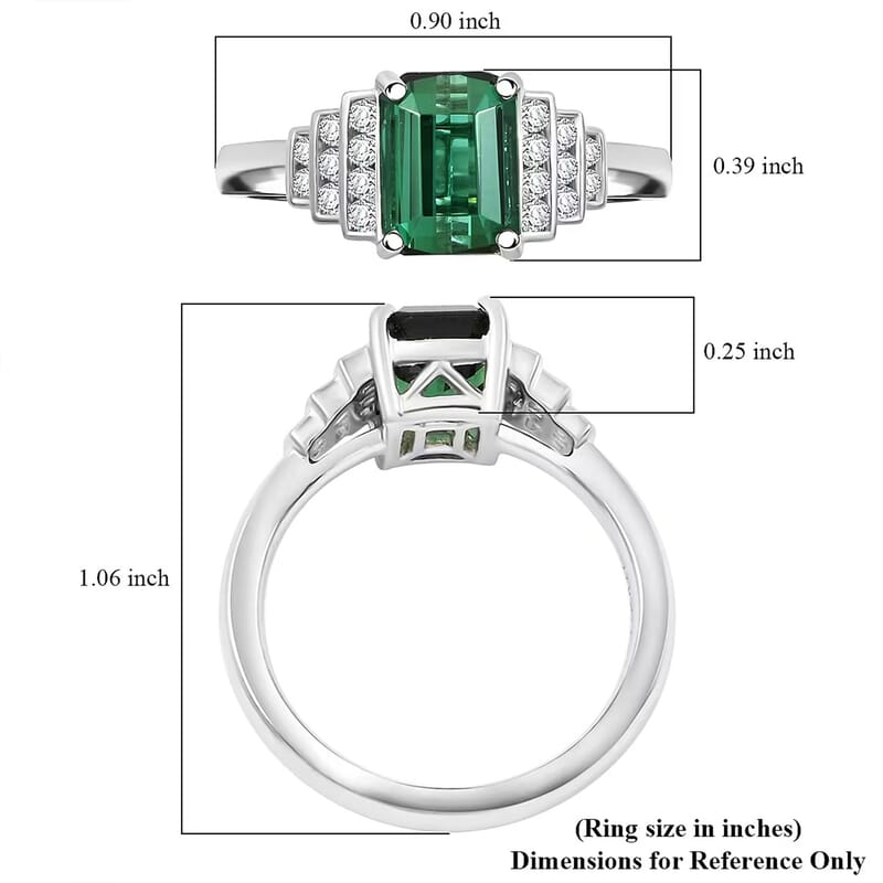 Certified & Appraised Rhapsody AAAA Lagoon Tourmaline and E-F VS Diamond 2.00 ctw Ring in 950 Platinum (Size 7.5) 6.16 Grams