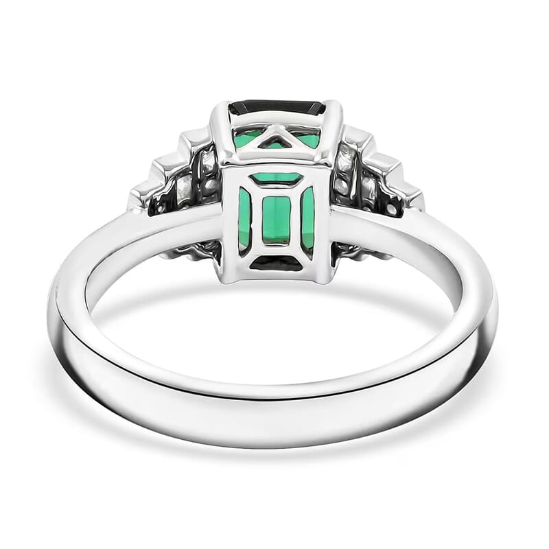 Certified & Appraised Rhapsody AAAA Lagoon Tourmaline and E-F VS Diamond 2.00 ctw Ring in 950 Platinum (Size 7.5) 6.16 Grams