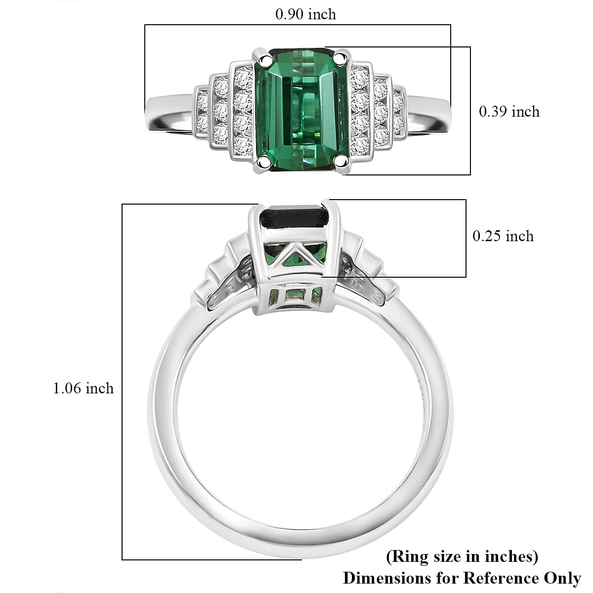 Certified & Appraised Rhapsody AAAA Lagoon Tourmaline and E-F VS Diamond 2.00 ctw Ring in 950 Platinum (Size 9.0) 6.16 Grams image number 5