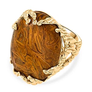 EverTrue Script Stone 21.90 ctw Ring in 18K YG Plated (Size 8.0)