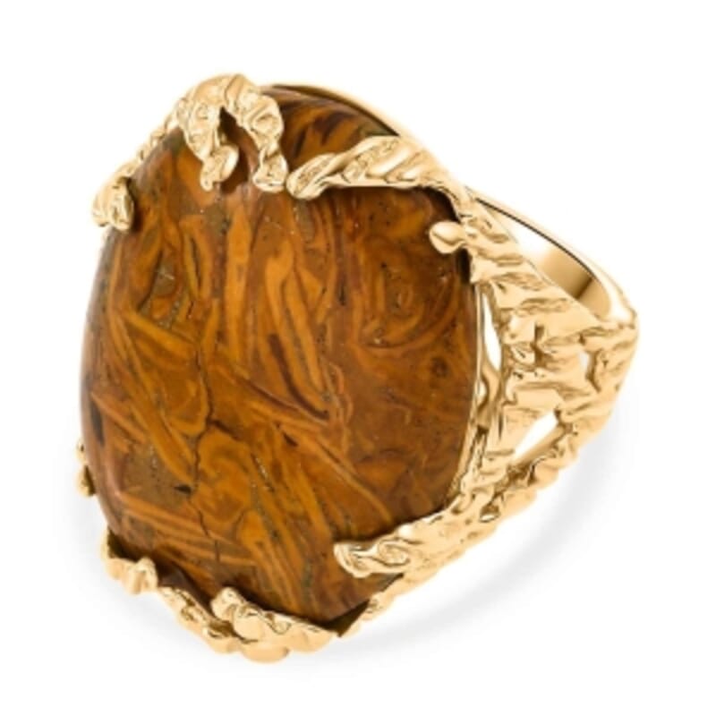 EverTrue Script Stone 21.90 ctw Ring in 18K YG Plated (Size 8.0)