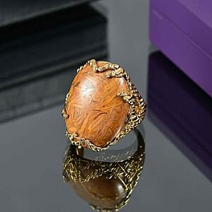 EverTrue Script Stone 21.90 ctw Ring in 18K YG Plated (Size 8.0)