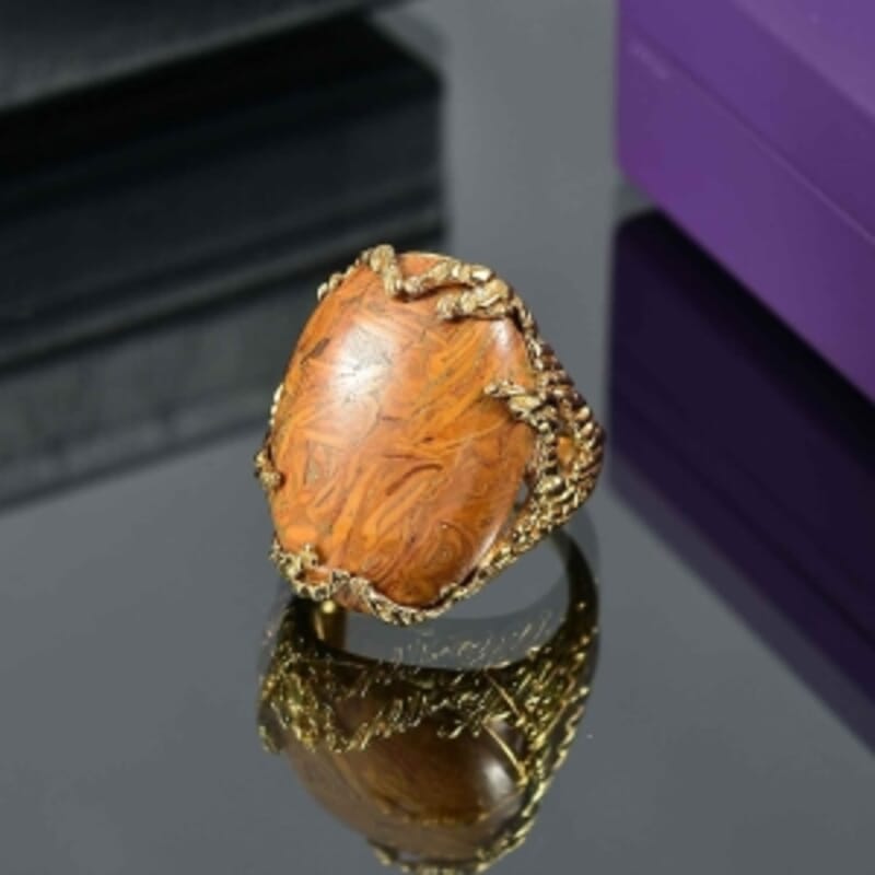 EverTrue Script Stone 21.90 ctw Ring in 18K YG Plated (Size 8.0)
