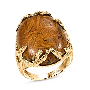 EverTrue Script Stone 21.90 ctw Ring in 18K YG Plated (Size 8.0)