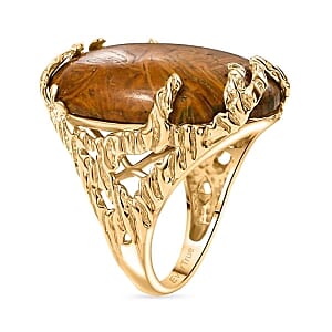 EverTrue Script Stone 21.90 ctw Ring in 18K YG Plated (Size 8.0)