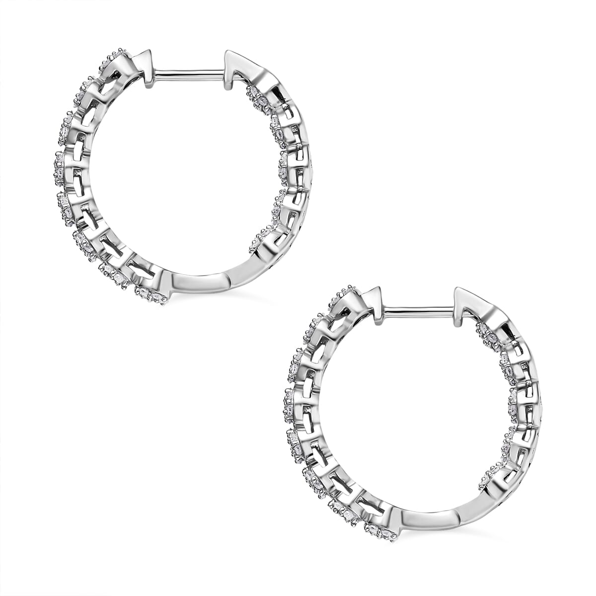 D’Joy Diamond 0.90 ctw Garland of Grace Hoop Earrings in Rhodium Over Sterling Silver  image number 3