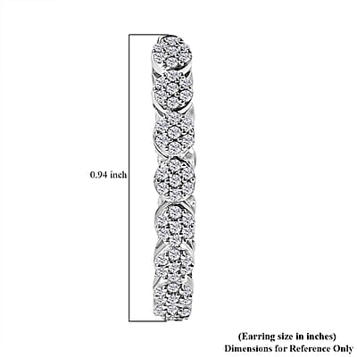D'Joy Diamond 0.90 ctw Garland of Grace Hoop Earrings in Rhodium Over Sterling Silver