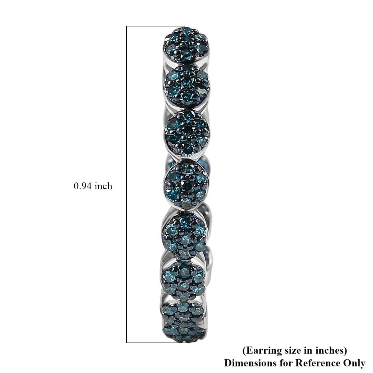 D’Joy Blue Diamond 0.90 ctw Garland of Grace Hoop Earrings in Rhodium Over Sterling Silver image number 4