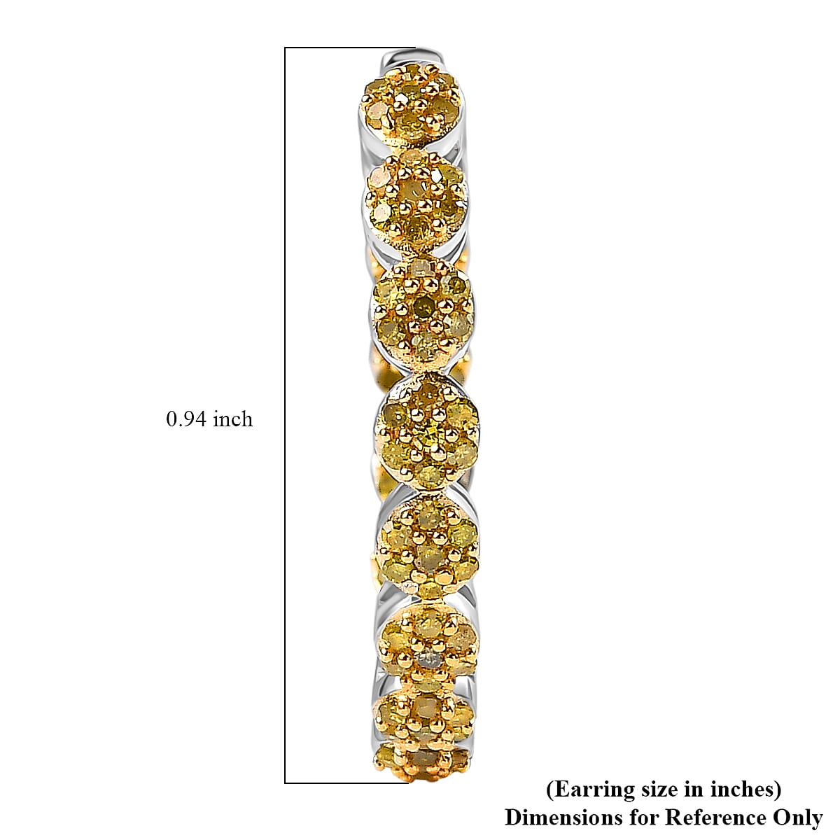 D'Joy Yellow Diamond 0.90 ctw Garland of Grace Hoop Earrings in Rhodium Over Sterling Silver image number 4