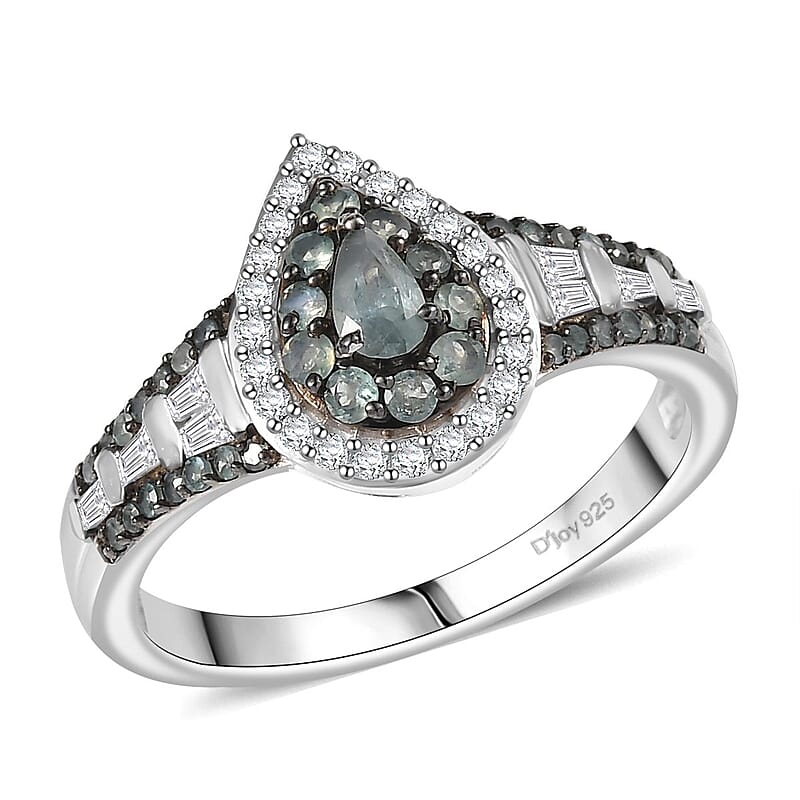 D'Joy Narsipatnam Alexandrite and White Zircon 1.30 ctw Regal Reflections Ring in Rhodium Over Sterling Silver (Size 10.0)