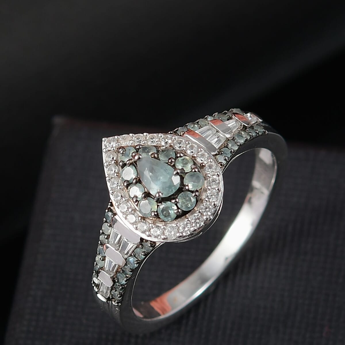 D'Joy Narsipatnam Alexandrite and White Zircon 1.30 ctw Regal Reflections Ring in Rhodium Over Sterling Silver (Size 10.0) image number 1