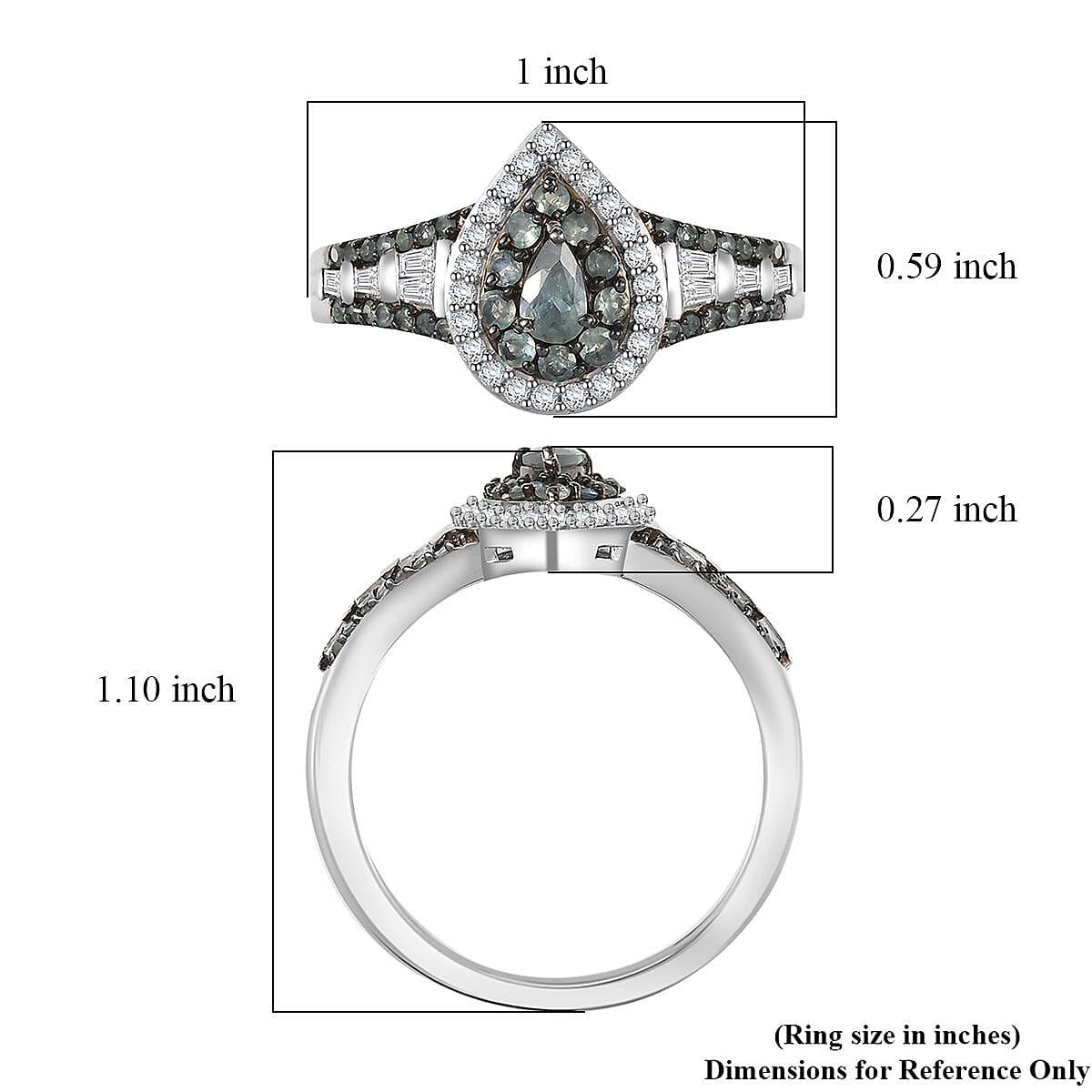 D'Joy Narsipatnam Alexandrite and White Zircon 1.30 ctw Regal Reflections Ring in Rhodium Over Sterling Silver (Size 10.0)