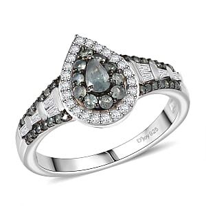 D'Joy Narsipatnam Alexandrite and White Zircon 1.30 ctw Regal Reflections Ring in Rhodium Over Sterling Silver (Size 6.0)