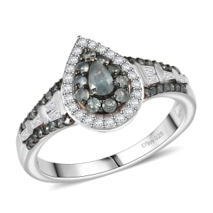 D'Joy Narsipatnam Alexandrite and White Zircon 1.30 ctw Regal Reflections Ring in Rhodium Over Sterling Silver (Size 7.0)