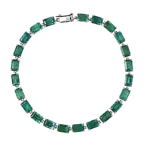 Luxoro Premium Kagem Zambian Emerald 13.35 ctw Radiance Bracelet in 10K White Gold (7.25 In) 4.75 Grams