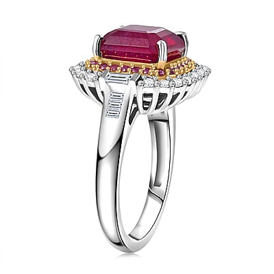 D'Joy Niassa Ruby, Multi Gemstone Art Deco Ring in Rhodium Over Sterling Silver 6.30 ctw (Size 10.0)