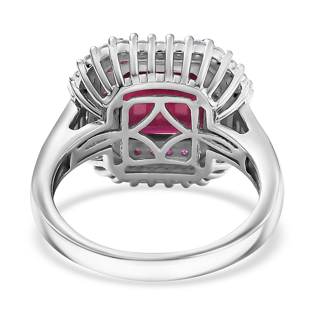 D'Joy Niassa Ruby (FF) 10.0) and Multi Gemstone 6.30 ctw Ring in Rhodium Over Sterling Silver (Size 10.0) image number 4