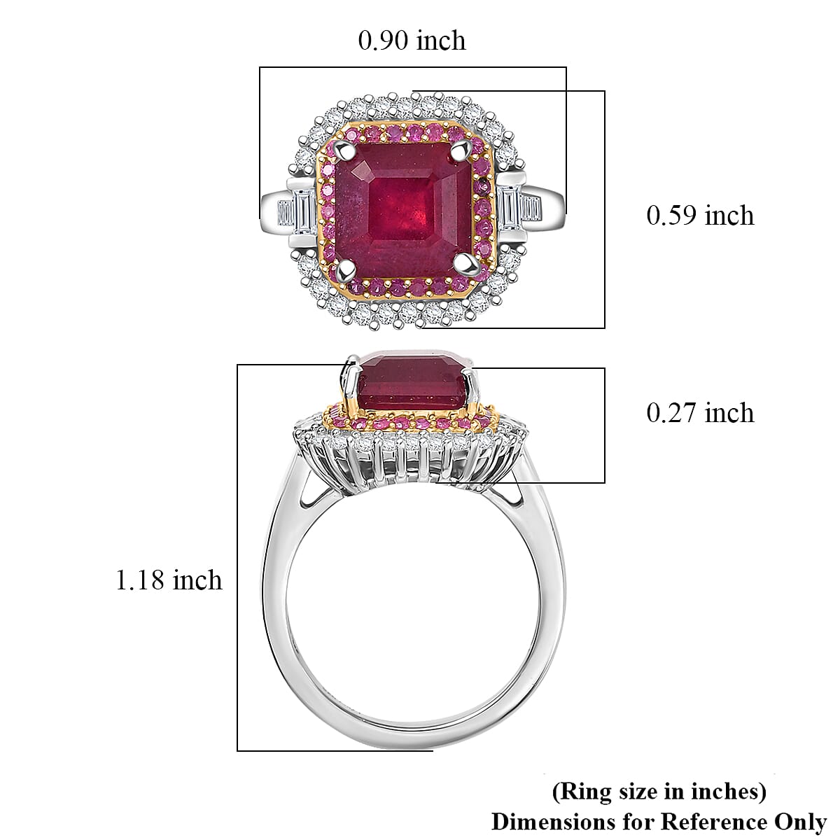 D'Joy Niassa Ruby (FF) 10.0) and Multi Gemstone 6.30 ctw Ring in Rhodium Over Sterling Silver (Size 10.0) image number 5