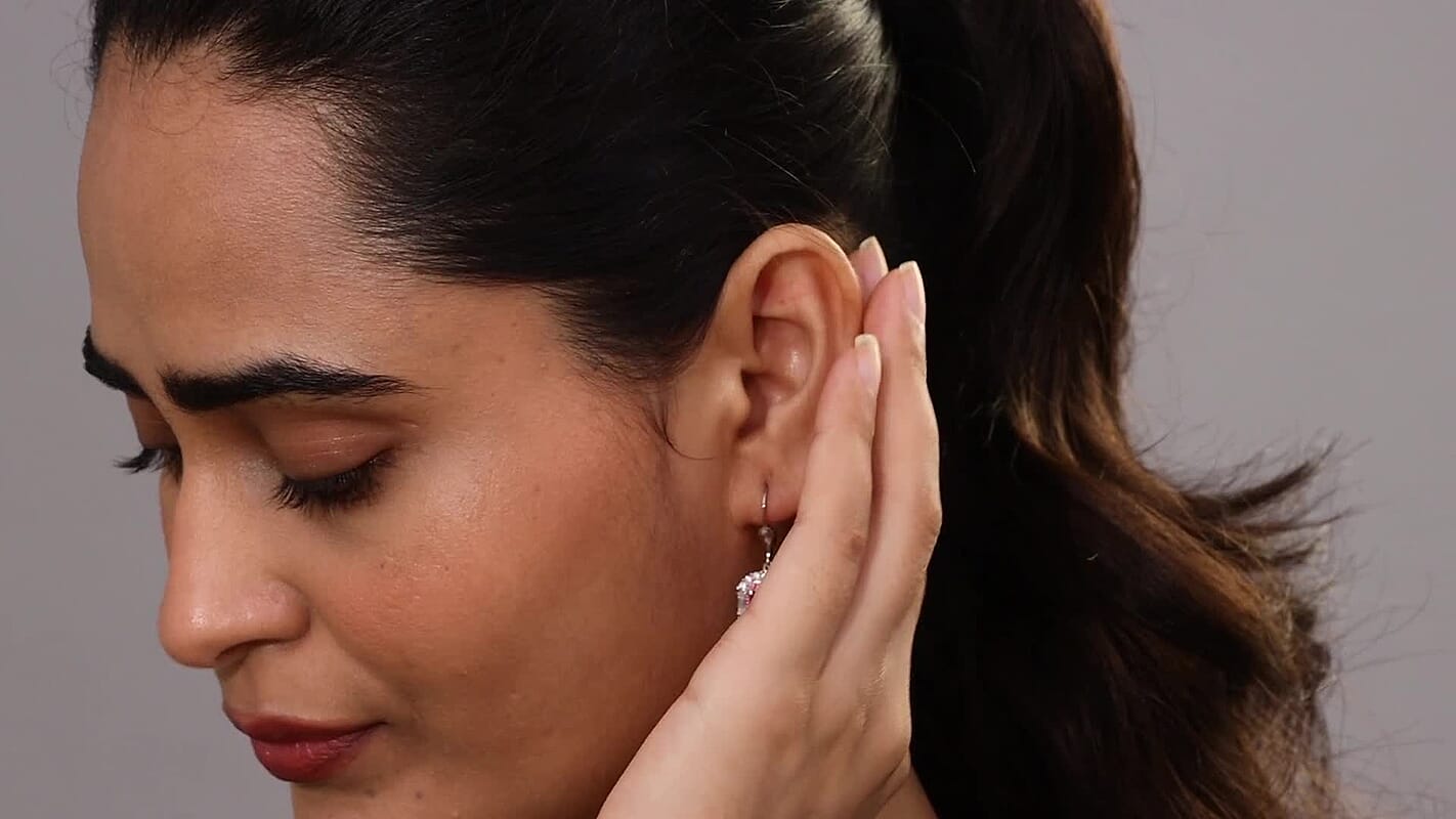 D'Joy Premium Niassa Ruby (FF) and Multi Gemstone 5.10 ctw Earrings in Rhodium Over Sterling Silver