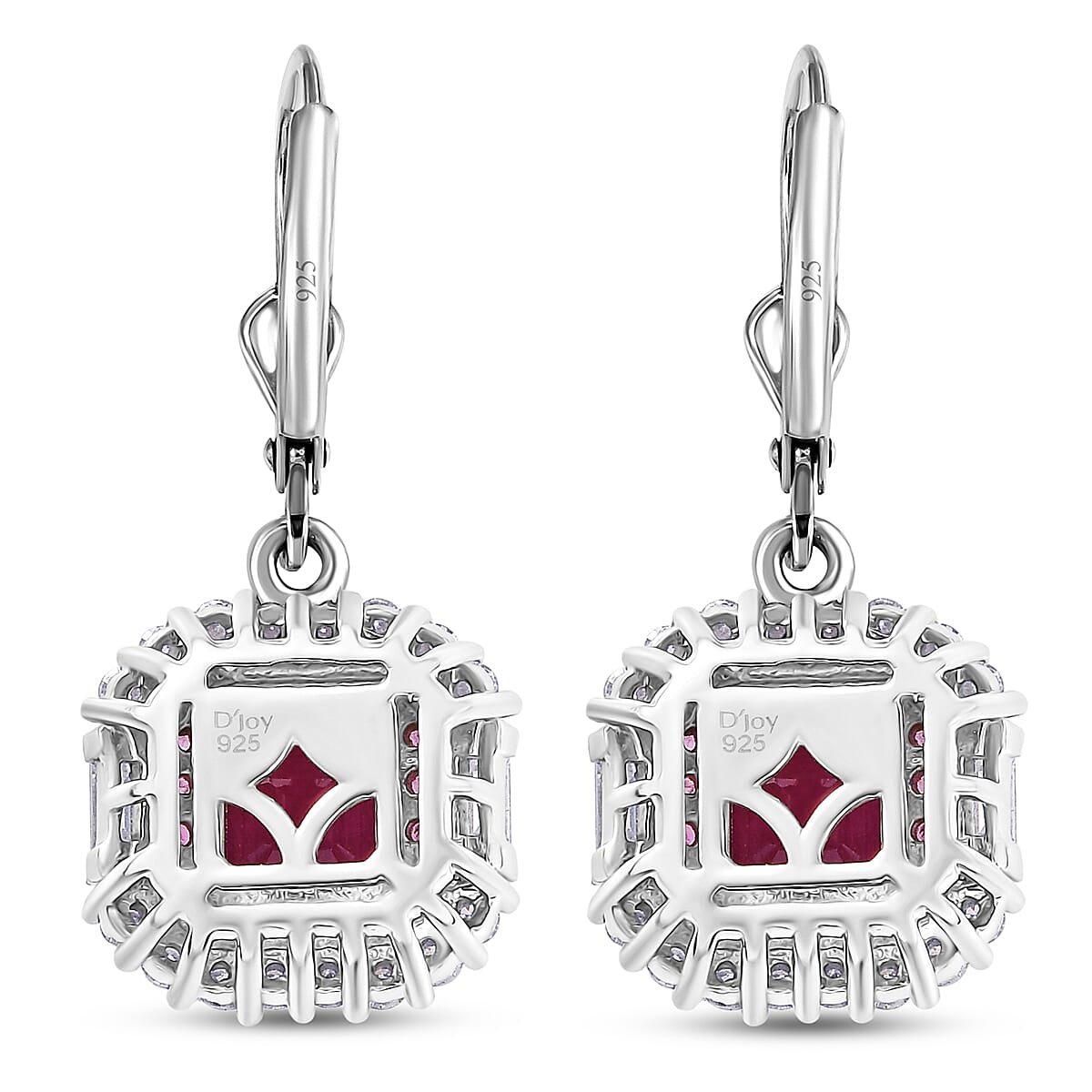 D'Joy Premium Niassa Ruby (FF) and Multi Gemstone 5.10 ctw Earrings in Rhodium Over Sterling Silver image number 4