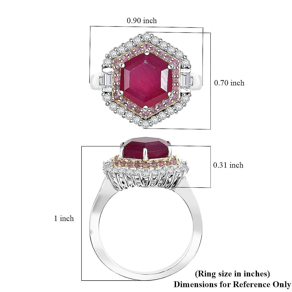 D'Joy Premium Niassa Ruby (FF) and Multi Gemstone 5.50 ctw Ring in Rhodium Over Sterling Silver (Size 11.0) image number 2