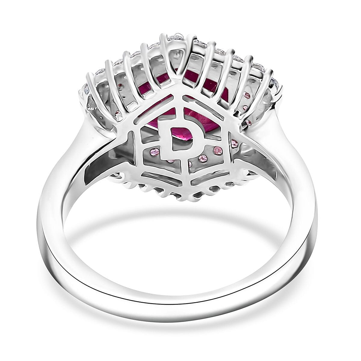 D'Joy Premium Niassa Ruby (FF) and Multi Gemstone 5.50 ctw Art Deco Ring in Rhodium Over Sterling Silver (Size 8.0) image number 4
