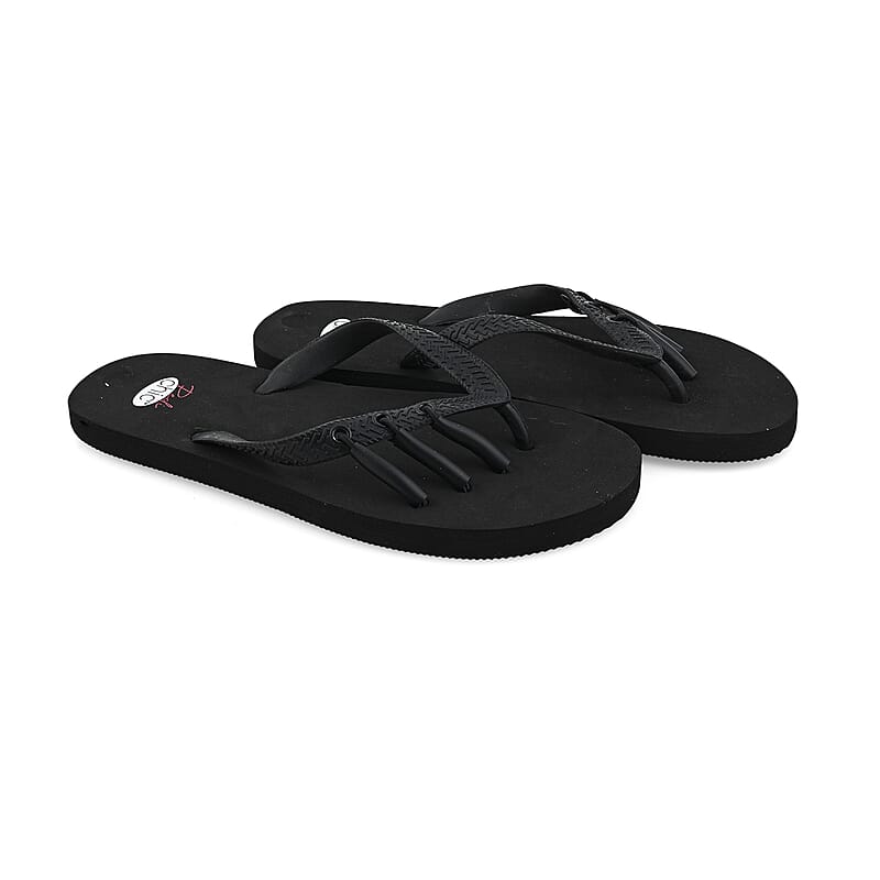 Pedi-Chic Black Flip Flops - L