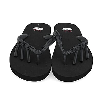 Pedi-Chic Black Flip Flops - L
